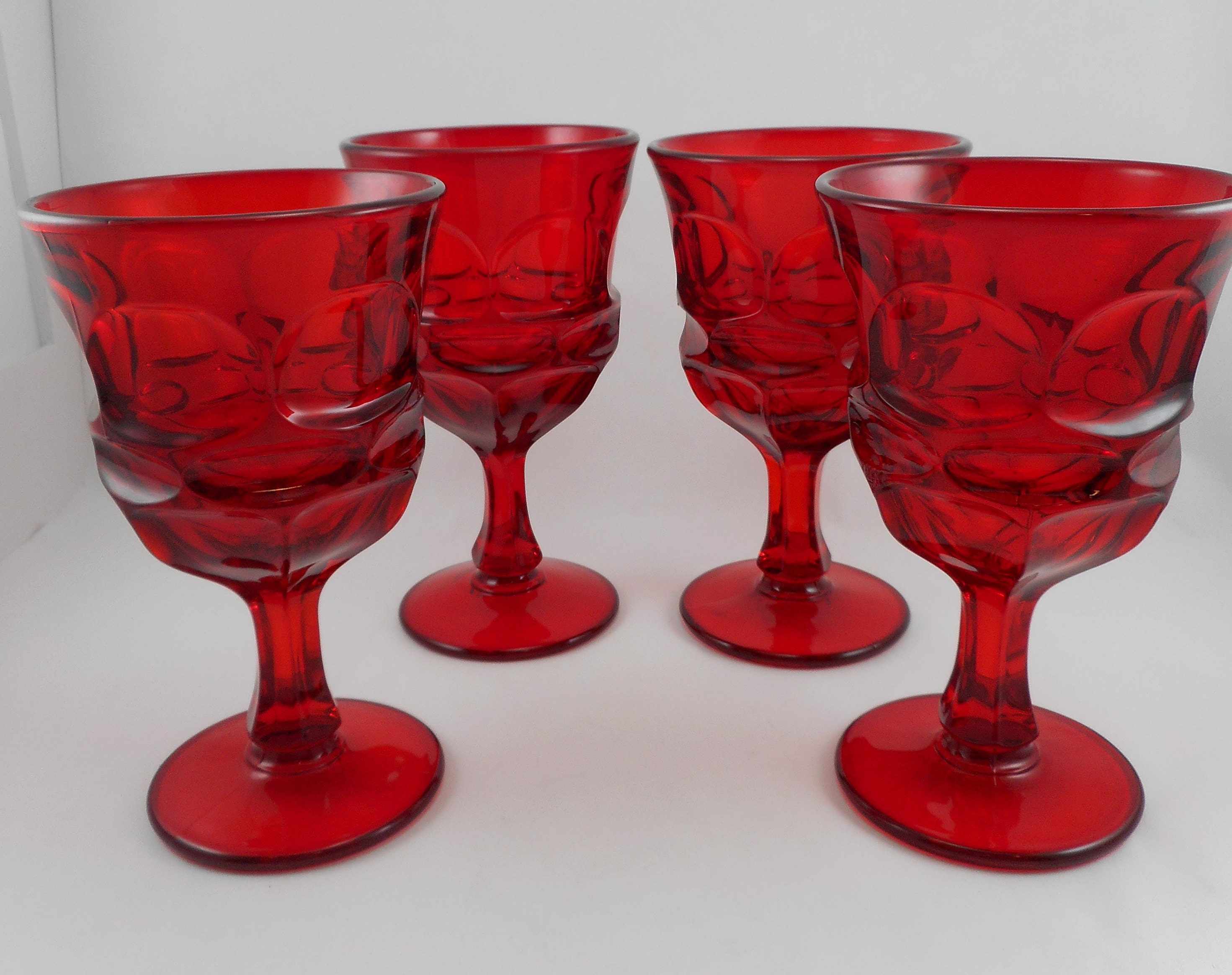 Set of 5 Fostoria JAMESTOWN RUBY Red 4 Oz Wine Glasses, 4.25, Red