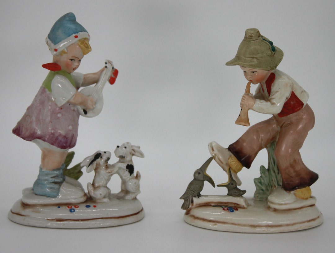Vintage German Porcelain Figurines Boy and Girl Musical CIRCA 1950s Etsy
