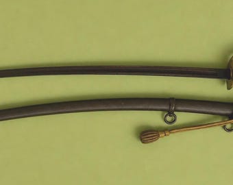 Antieke burgeroorlog M1840 cavaleriesabel, Solingen-zwaard, Kirschbaum 19e-eeuws militair verzamelobject met schede