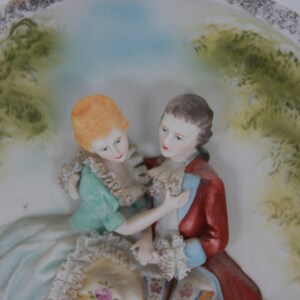 Raised Relief Lord & Lady Victorian attire decorative plate CIRCA 1960s image 3