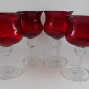 ARTLAND Ruby Red Iris wine glass - Set of 4 - CIRCA 1960s