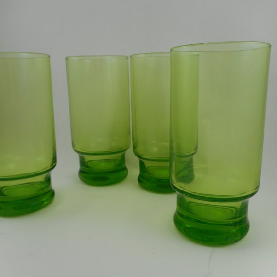 8 GREEN apple glasses heavy double base CIRCA 198… - image 5