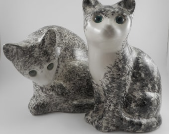 Pair of ELPA Alcobaca Portugal Pottery cats CIRCA 1970s