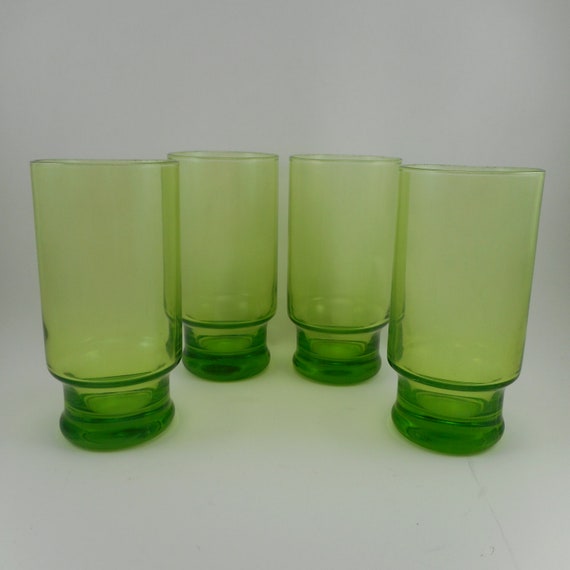 8 GREEN apple glasses heavy double base CIRCA 198… - image 2