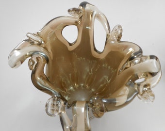 MURANO white crystal handmade art glass bowl