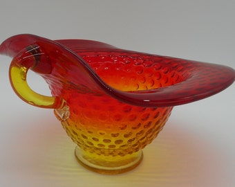 Wazon Jack in the Pulpit ze szkła bursztynowego w kolorze mandarynki i ćwieków, ok. lat 60. XX wieku