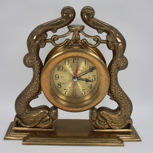 Ship's Time Quartz Nautical brass dragon clock CIRCA 1950s