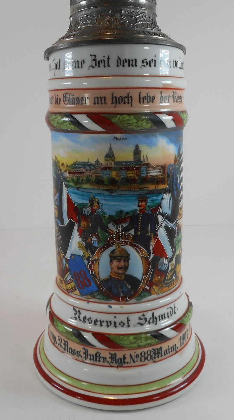 RARE German Lithophane Regimental Beer Stein Rgt 88 CIRCA 1905 Etsy