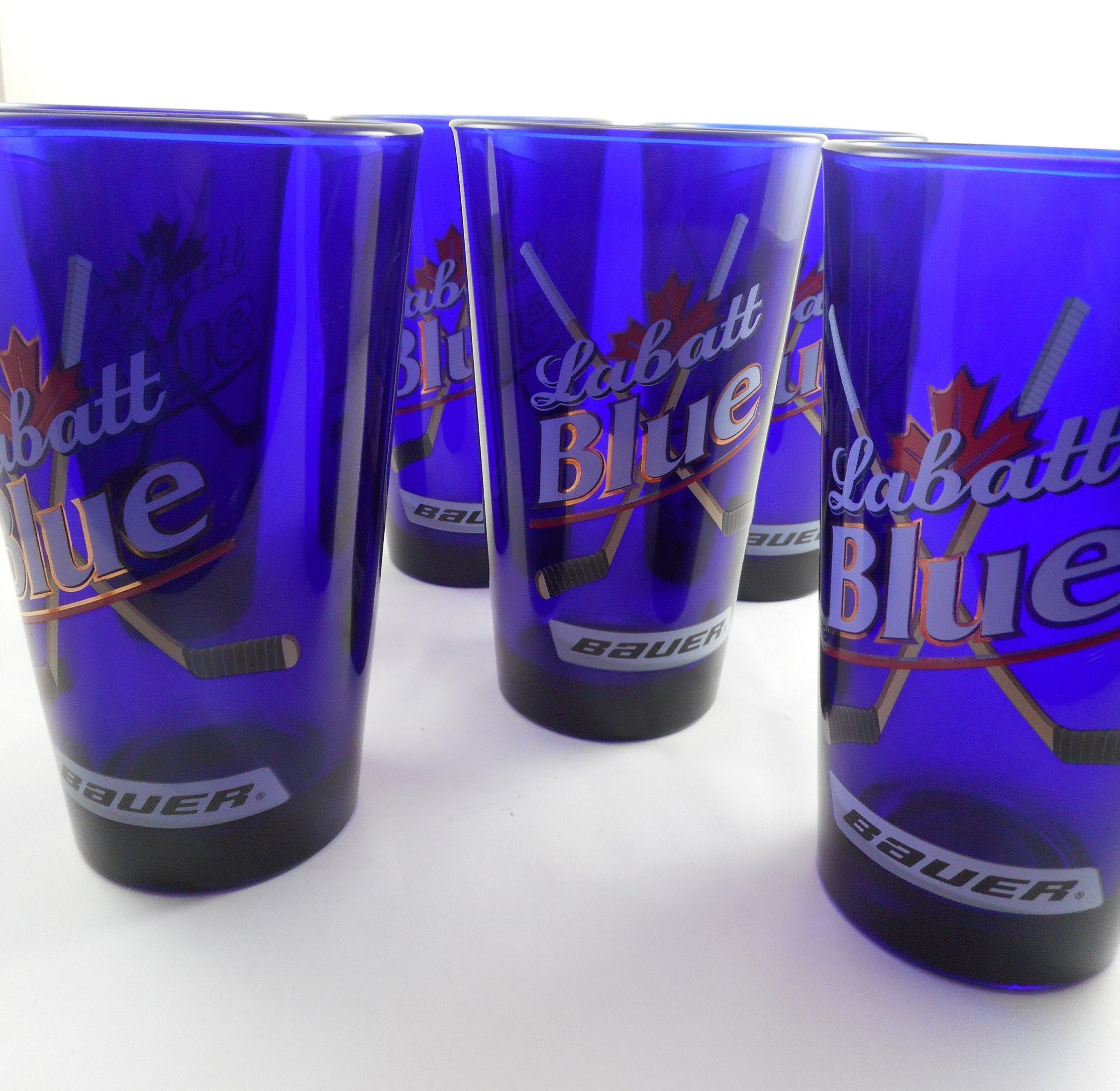 6 Retro Labatt Blue Glass With Classic Libbey Cursive L - Etsy