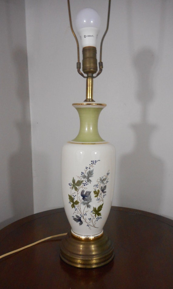 Vintage Keramik Lampe, Weinbltter, Floral, Grn und Blau, Efeu Lampe -  Etsy.de