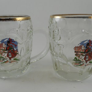 Scottish Piper Vintage set of 2 Mug - Cup - Glass golden trim