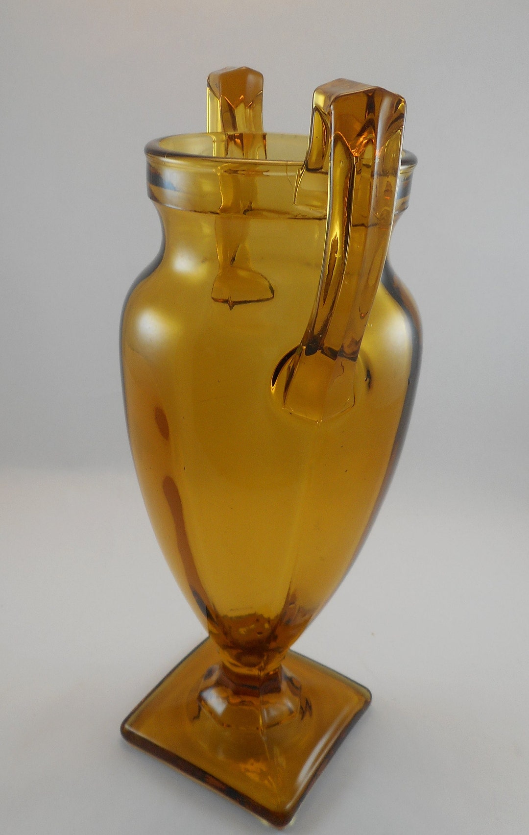 Amber Glass Art Deco Vase With Handles CIRCA 1950s Etsy