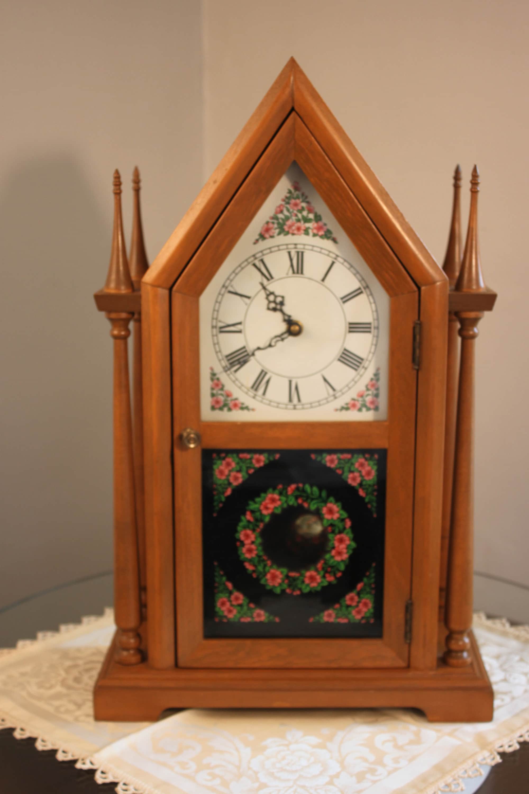 KONRAD BIHL Movement Gothic Cathedral Revival Steeple Mantel Clock