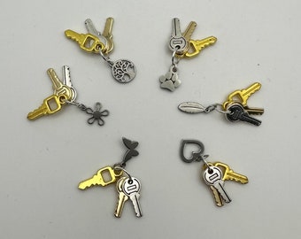 1:12 dollhouse modern miniature keys on a choice of keyrings