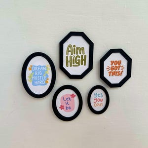1:12 modern dollhouse motivational pictures - handmade and framed