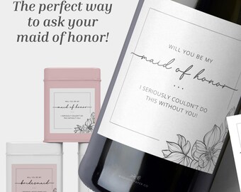 Wedding Party Proposal Labels and Cards, Minimalist Design (3x3 Digital Download)