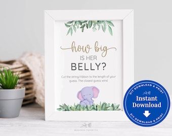 Guess Mommy's Belly Size Baby Shower Game Sign | Safari Jungle Theme (PDF & JPG)