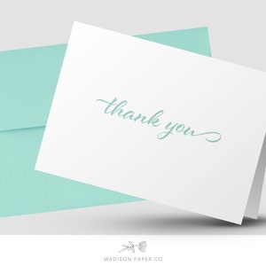 Minimal Thank You Card Printable Template, Seafoam Green Instant Download, F100