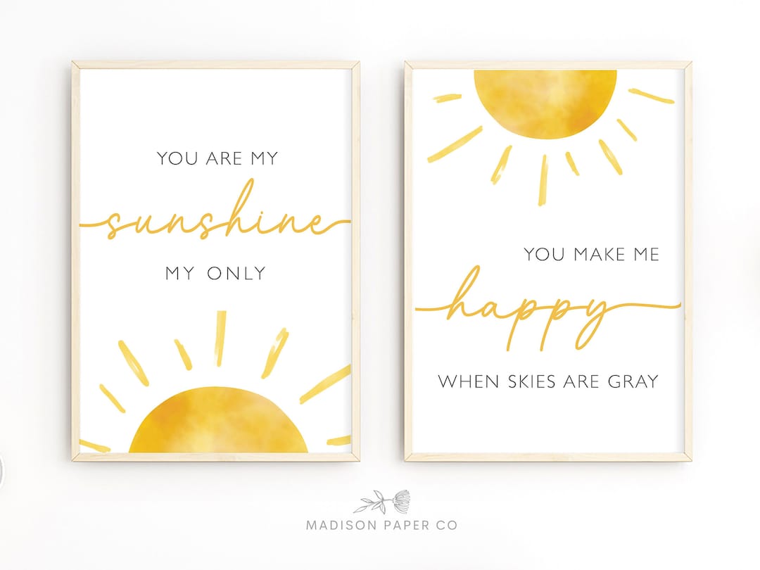 Sunshine Nursery Print Set, Yellow and White Decor (digital Download ...