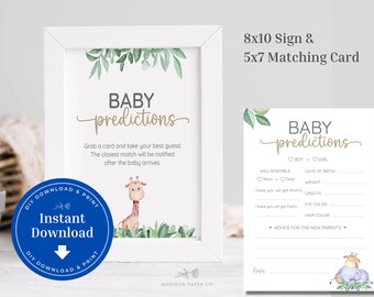 Safari Baby Shower Game | Predictions & Advice Cards (Digital Download)