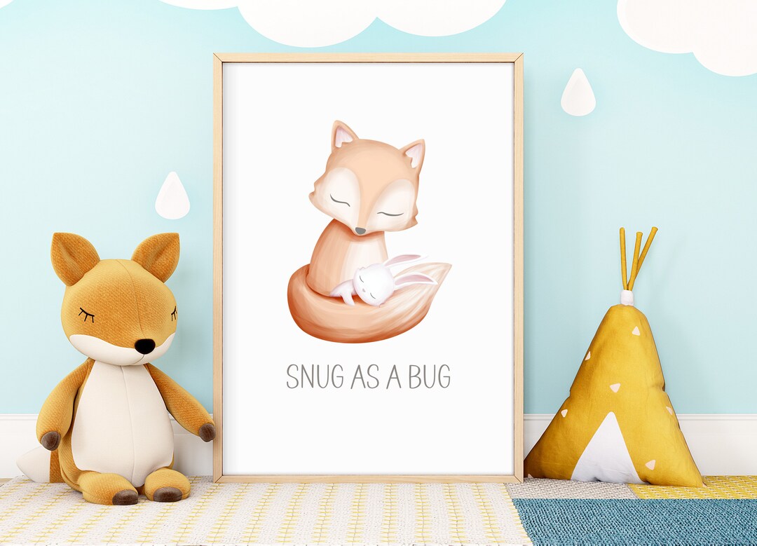 Personalized Child Name Wall Art Snug as a Bug Fox and Etsy