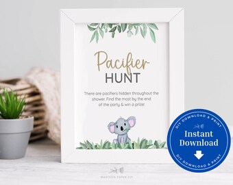Safari Pacifier Hunt Sign | Baby Shower Game (Digital Download)