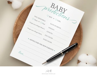 Baby Shower Game Predictions & Traits Card / Gender Neutral Minimal Design Printable Descargar / B100