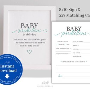 Baby Predictions & Traits Baby Shower Game Card  |  Gender Neutral Minimal Design Printable Download  |  B100