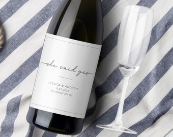 Engagement Wine Label Template, Customizable Bottle Tag (Digital Download)