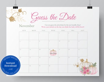 White Pumpkin Guess the Birthday Baby Shower Game, Editable Template, Instant Download, Canva, B104