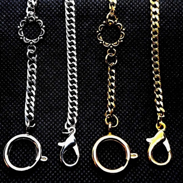 Two Pocket Watch Chains Gold Plated and Silver length: 12 inches