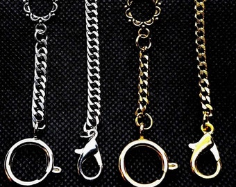 Two Pocket Watch Chains Gold Plated and Silver length: 12 inches