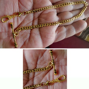 Gold Plated 12 Inches Lond Ornate Pocket Watch Chain