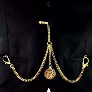 Gold Plated Pocket Watch ALBERT CHAIN With Clock Fob.