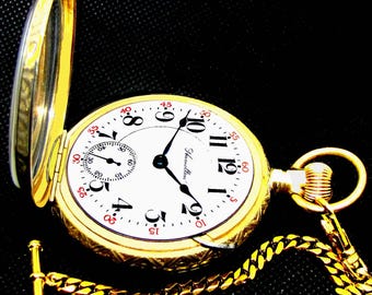 Gold Filled 18 Size Hunter Case Pocket Watch Hamilton 940 Working Great Watch VIDEO