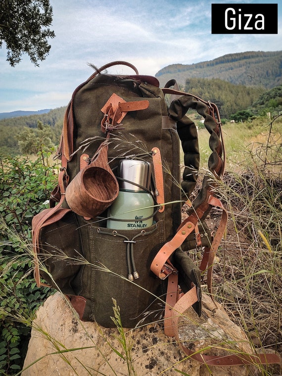 Daypack | Handmade Backpack | Camping | Bushcraft Backpack | Canvas-Leather | Pc Backpack | Travel Backpack | Hiking Backpack | Rucksack |