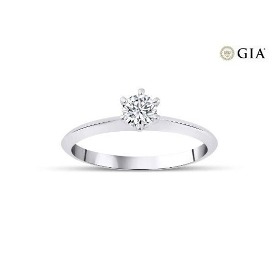 0,5 ct GIA or HRD Certificated Natural Five - Prong Round Cut Diamond | Wedding Engagement Bridal Fashion Women's Ring | Engagement Ring