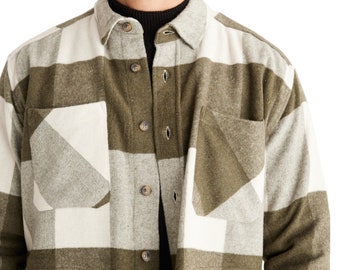 Camisa verde de franela overisize, mejor regalo para hombres, regalo para hombres