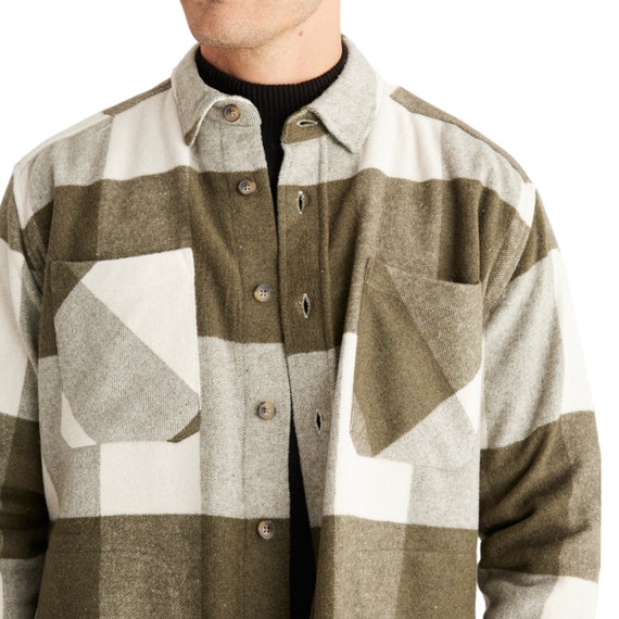 Overisize Flannel Green Shirt, Best Men Gift, Gift for men