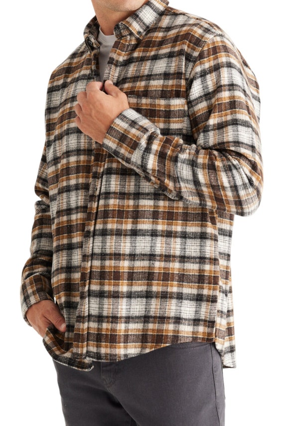 Overisize Flannel Brown Shirt, Best Men Gift, Gift for men