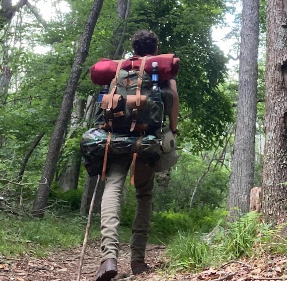 Waxed Canvas-Leather | Green-Brown-Black | Travel Backpack | Hiking Backpack | Bushcraft Backpack | Camping Backpack |  Rucksack
