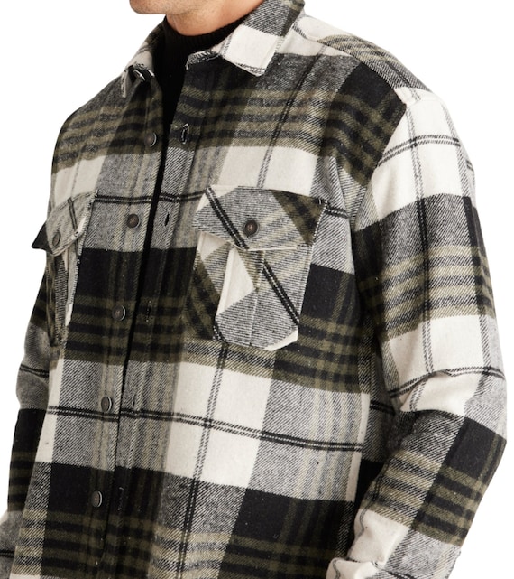 Overisize Flannel Black Shirt, Best Men Gift, Gift for men