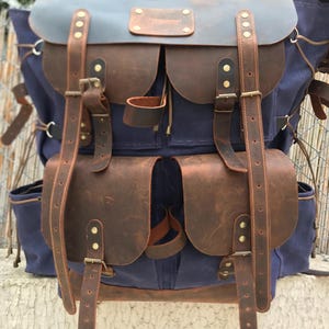 30 l tot 50 l| Handgemaakt leer en gewaxt canvas |  Bushcraft-rugzak |  Campingrugzak | Wandelrugzak | Personalisatie