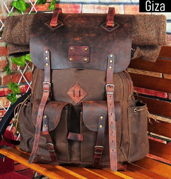 Daypack | Camping | Bushcraft Backpack | Handmade Backpack | Canvas-Leather | Pc Backpack | Travel Backpack | Hiking Backpack | Rucksack |