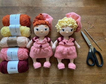 Lucy and Ethel, crochet PATTERN, Lucille Ball doll pattern PDF, I Love Lucy gift diy, amigurumi doll tutorial, diy Christmas gift for mom