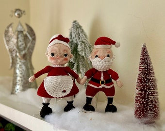 Crochet PATTERN, Mr and Mrs Claus crochet, Christmas crochet pattern bundle, Santa amigurumi,  holiday craft, holiday decor gift, for her