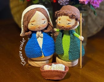 Crochet Nativity set, Holy Family dolls, religious amigurumi, Mary Joseph and Jesus nativity set, Catholic gift, Christian gift for mom