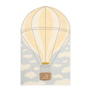 Heißluftballon-Handgetufteter Wollteppich, Kinderzimmerdekor, Kinderspielmatte, Kinderzimmerteppich, Kinderbereich, Von TheGiftsLink