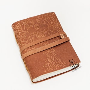 Tree of Life Leather Journal: Embossed Sketchbook, Grimoire, Wiccan Notebook (7x5 Inch)
