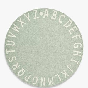 Alphabet Rund Kinderzimmer Hand getuftet Teppich, 100% Wolle Krabbeldecke, ABC Lernteppich rutschfest versandfertig